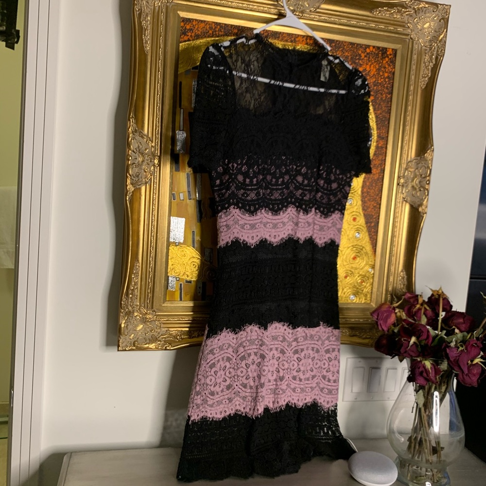Form fitting lace cocktail dress